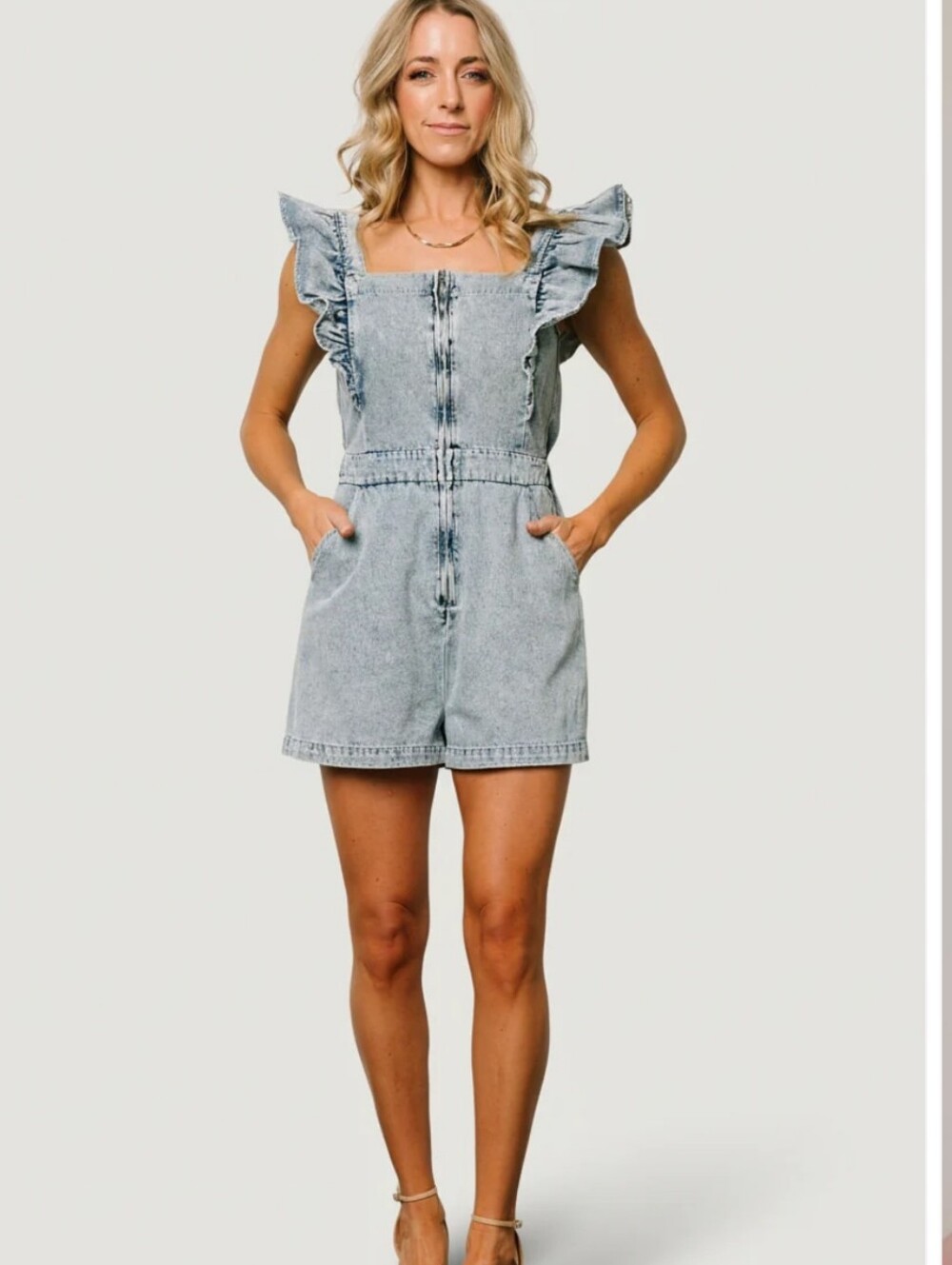 Baltic Born Montgomery Denim Romper Size MEDIUM